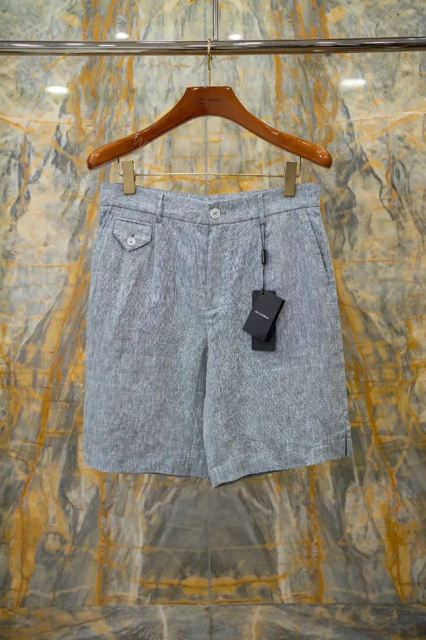 View 9 of light blue linen-blend shorts with front pockets for smart-casual wear