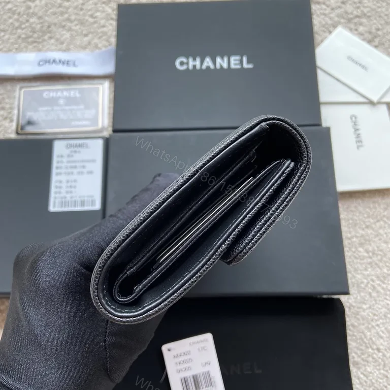 View 2 of Noir Quilted Leather Wallet on Chain: Chanel-Inspired Elegance