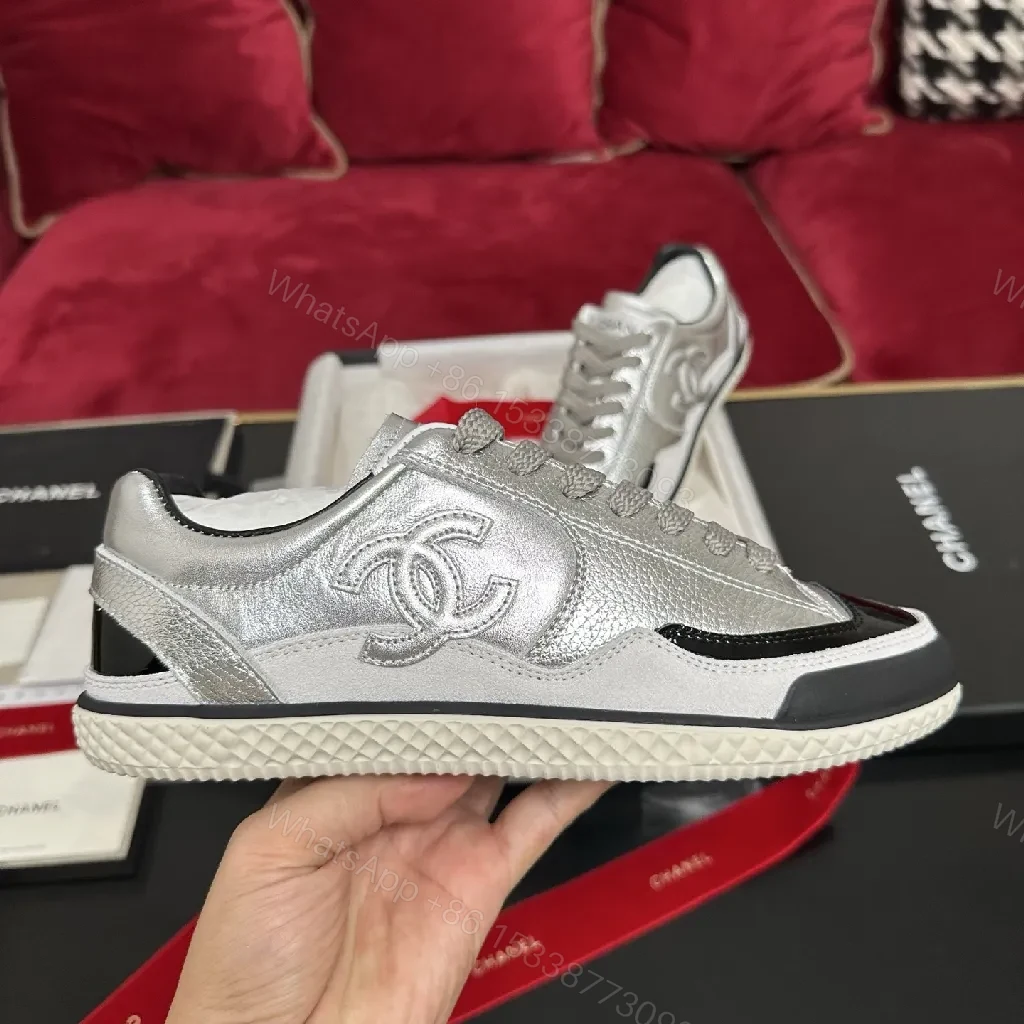 View 8 of Metallic Leather-Luxe High-Top Sneakers with Contrast Piping