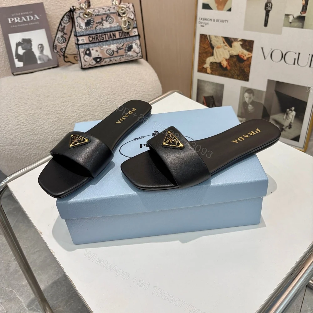 View 2 of PRADA LEATHER SLIDES BLACK 1XX355 070 F0002 F D005