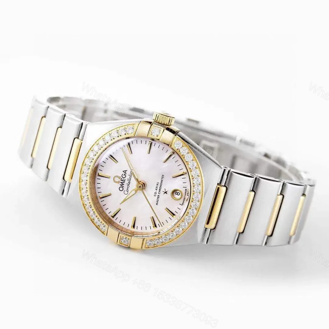 View 7 of Omega Constellation 29mm Women’s Watch V6 Version Silver and Rose Gold with Diamond Bezel White Dial Sapphire Crystal