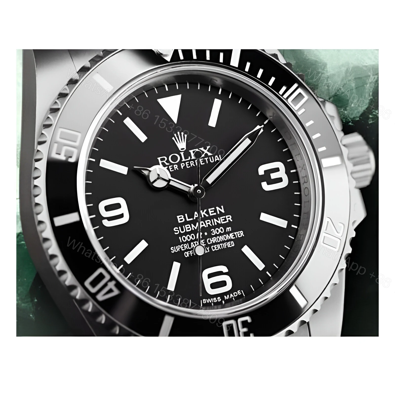 View 3 of Rolex Submariner 6190 Blaken Black Dial Replica