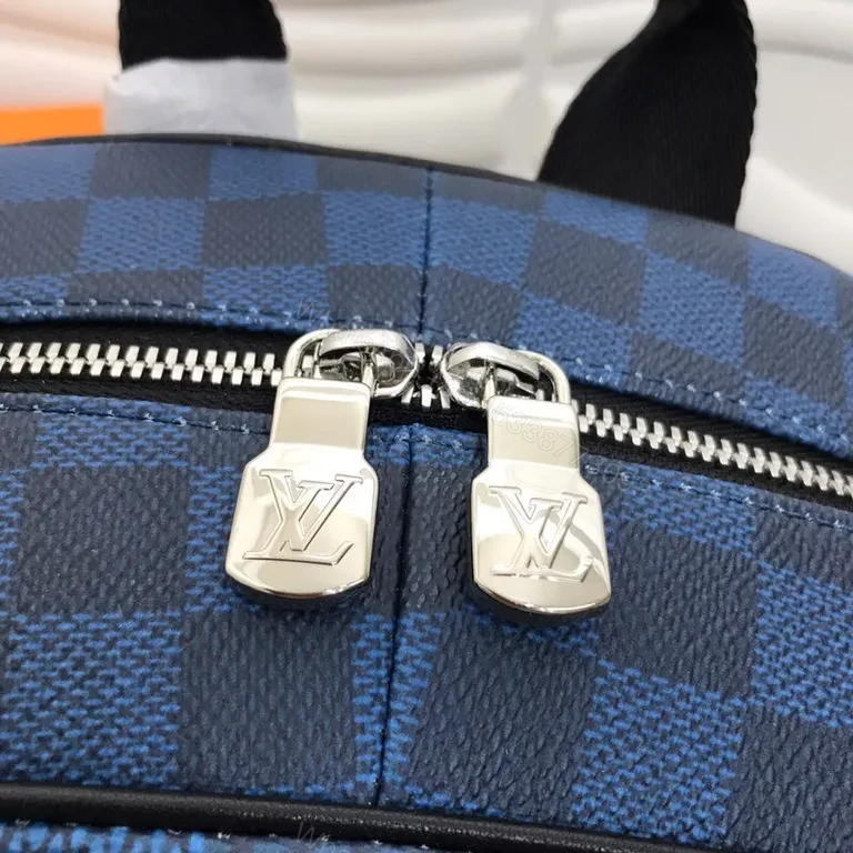 View 7 of Blue-Checkered Luxe Backpack: Structured, Everyday-Ready Organization