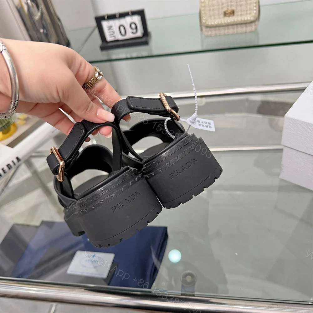 View 8 of PRADA Crisscross Leather Sandals 914970
