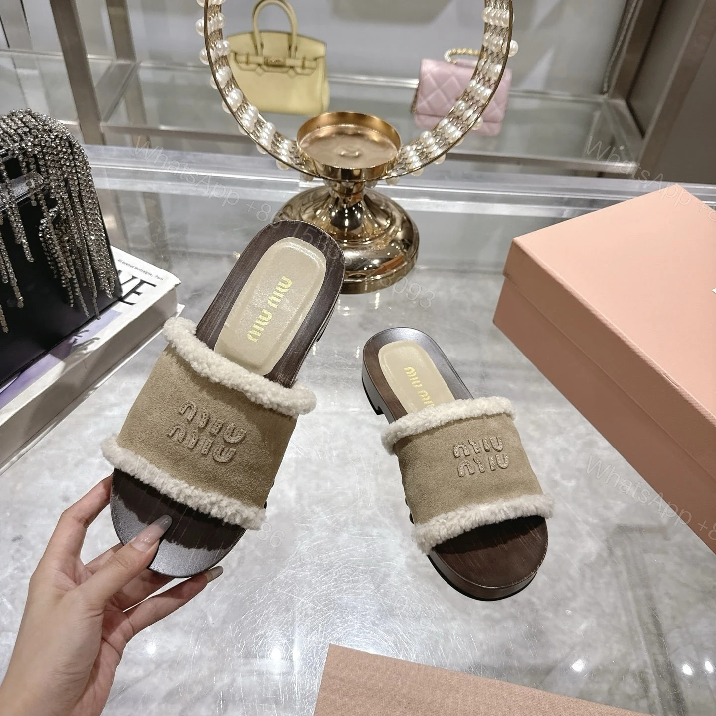 View 5 of MIUMIU SUEDE CLOGS DESERT BEIGE 5Z505E Z0G F0F24 F ZF30