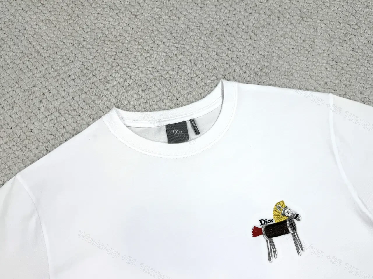 View 8 of White Cotton Tee with Tiny Dior Motif, Minimal Luxury, Everyday Essential