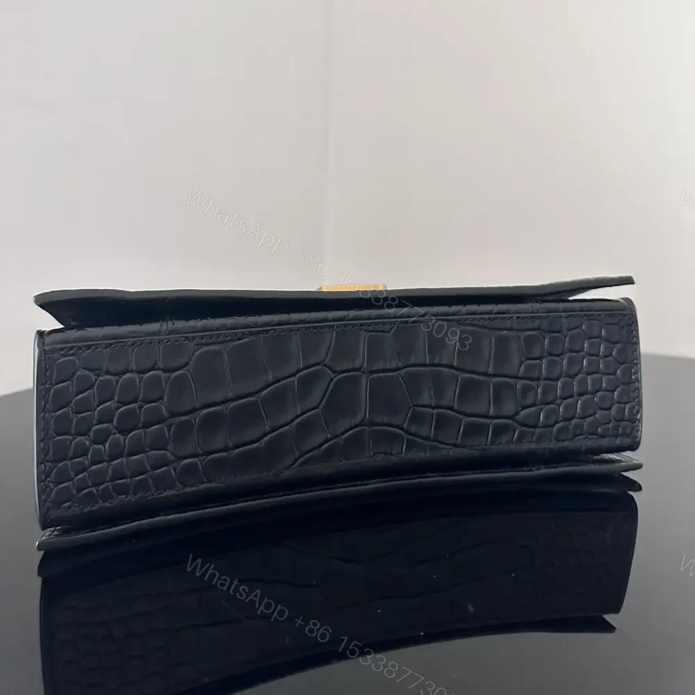 View 7 of 高仿Balenciaga*Crush系列鱷魚皮沙漏包黑色S