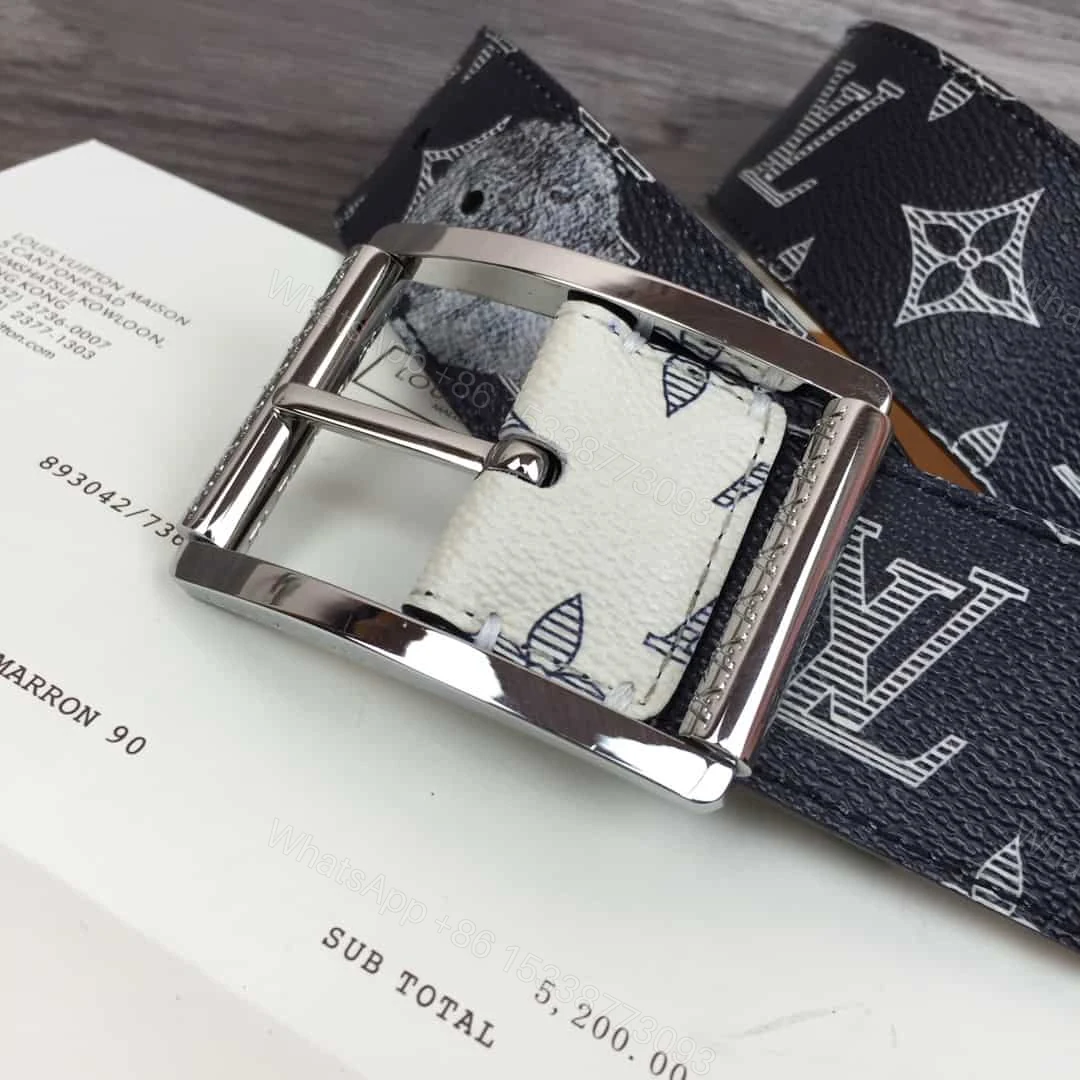 View 6 of LOUIS VUITTON WHITE/BLUE MONOGRAM SA.VANE CANVAS CHAP.MAN BROTHERS RE.VERSO BELT – B101