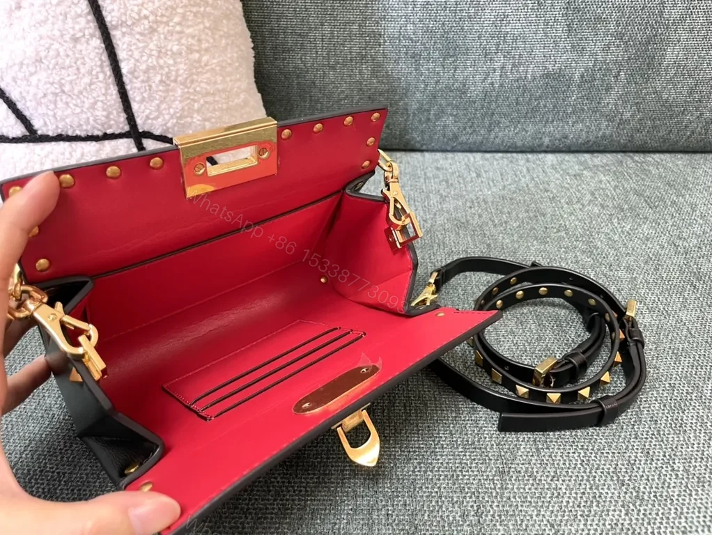 View 4 of Statement Black Leather Rockstud Shoulder Bag - Valentino Garavani