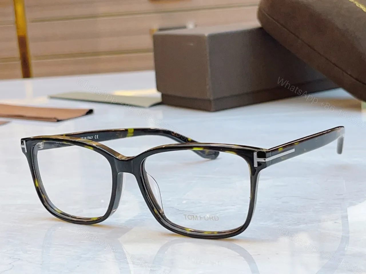 View 6 of Brown Acetate Bold Square Eyewear — Luxury Everyday Confidence