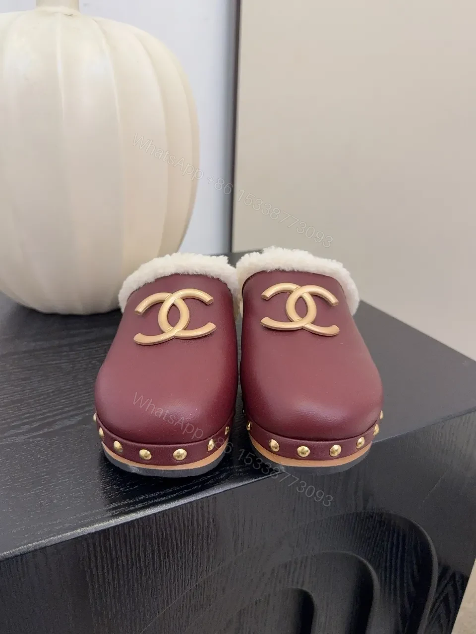 View 9 of Burgundy Velvet Slip-Ons with Shearling Lining, Luxe Comfort