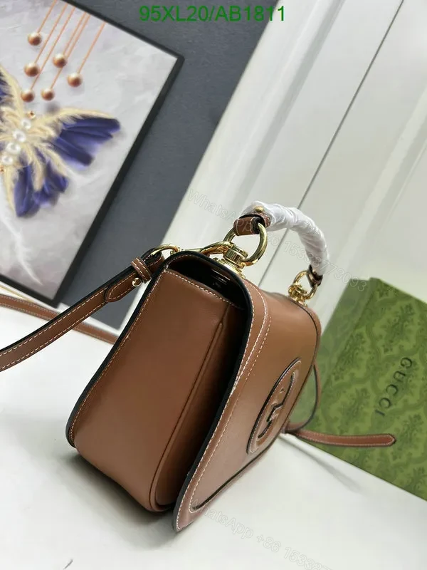 View 10 of Knockoff Gucci Blondie Smooth Brown Leather Shoulder Bag for Women PTF637