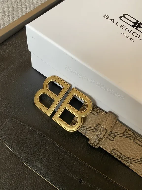 View 4 of Taupe Calfskin Monogram Belt â€” Gold Buckle, Designer-Inspired Luxury