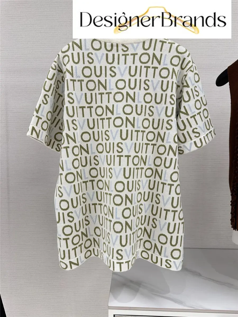 View 4 of Louis Vuitton White Jacquard Knit Short-Sleeve Crewneck Top
