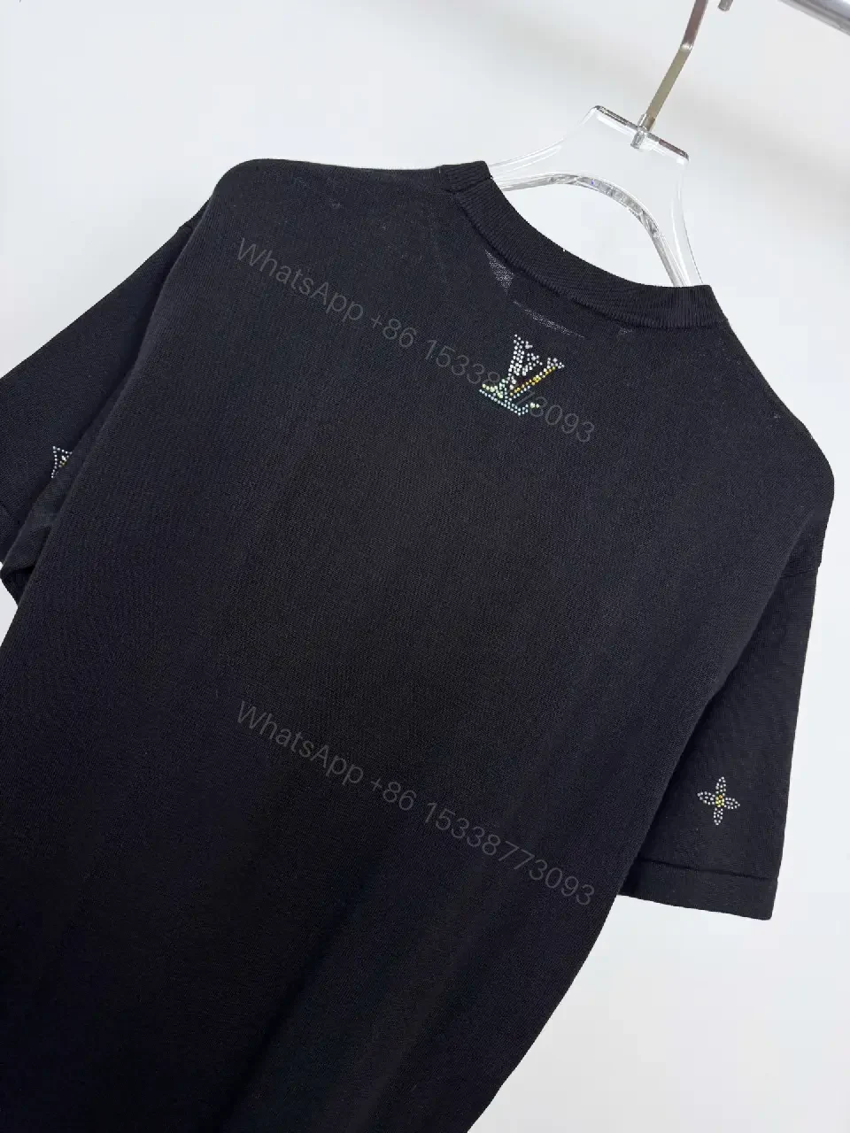 View 8 of Black Knit + Luxe Embellished + Modern Short-Sleeve + Signature Motifs + Knit Top