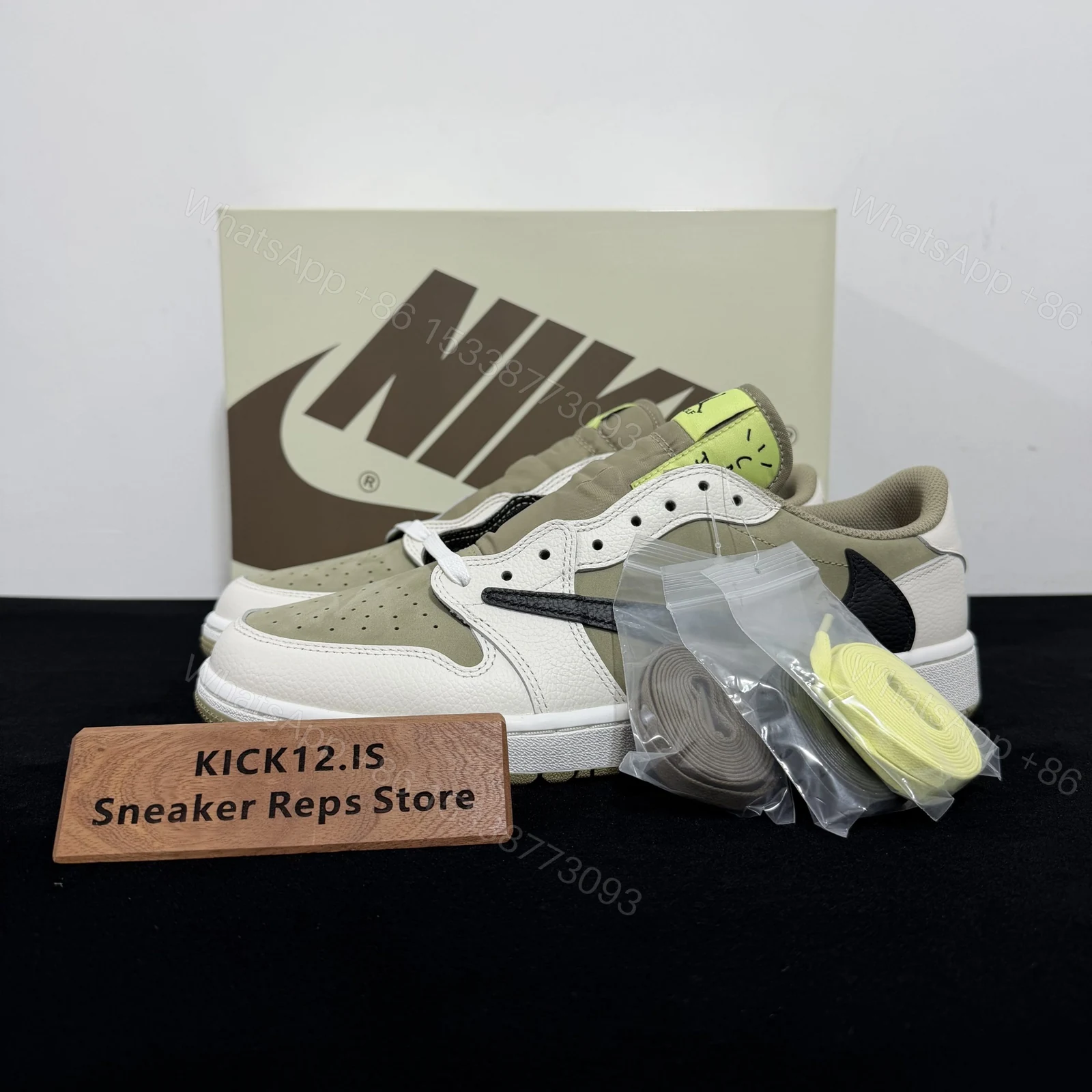 Travis Scott x Air Jordan 1 Low OG Golf ‘Neutral Olive’ Reps — view 1