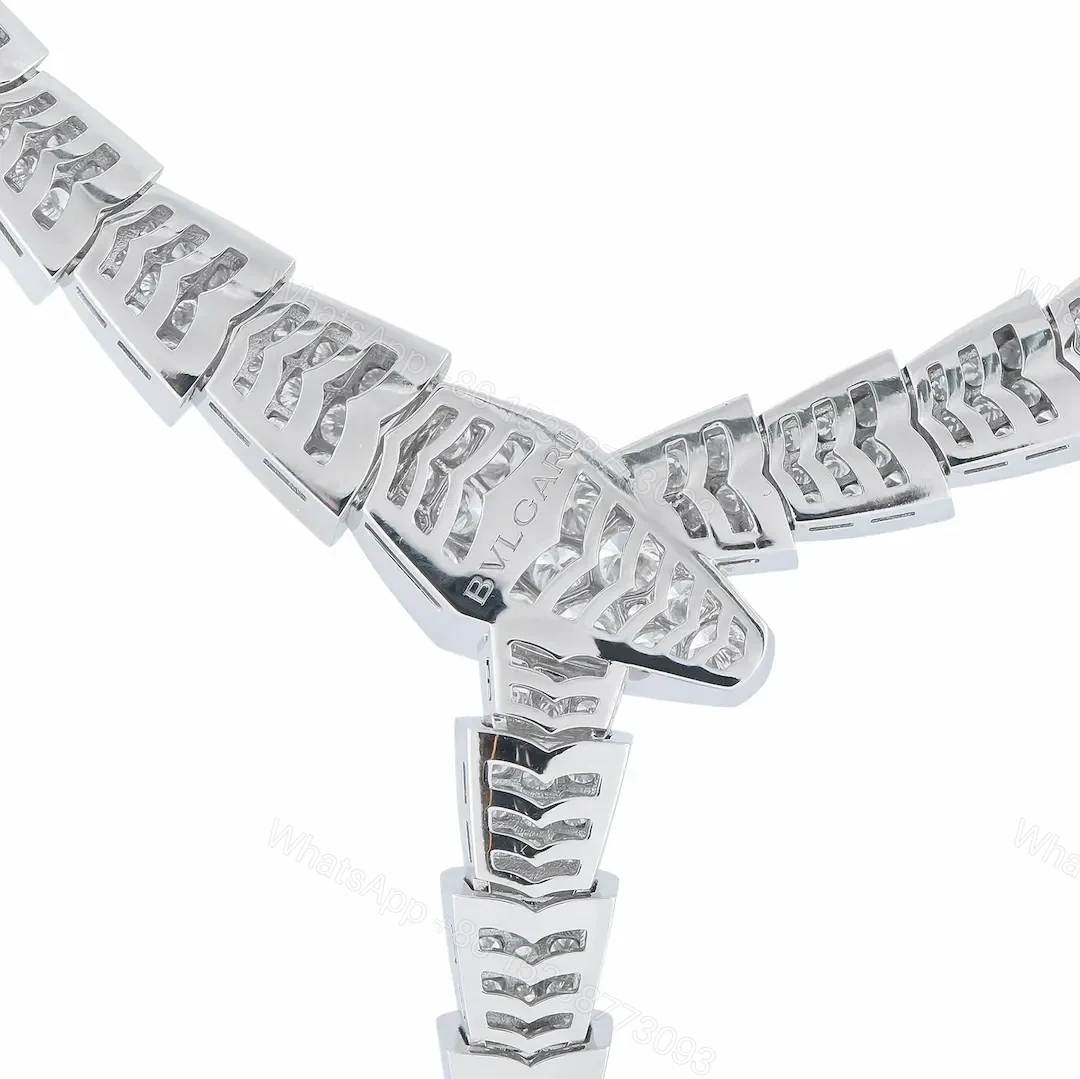 View 5 of 18k White Gold Bulgari Serpenti Full Pave Diamonds Necklace