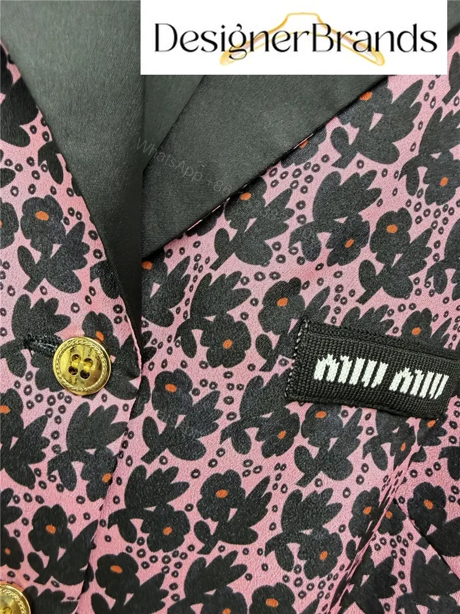 View 3 of Miu Miu Pink and Black Floral-Print Silk Dress