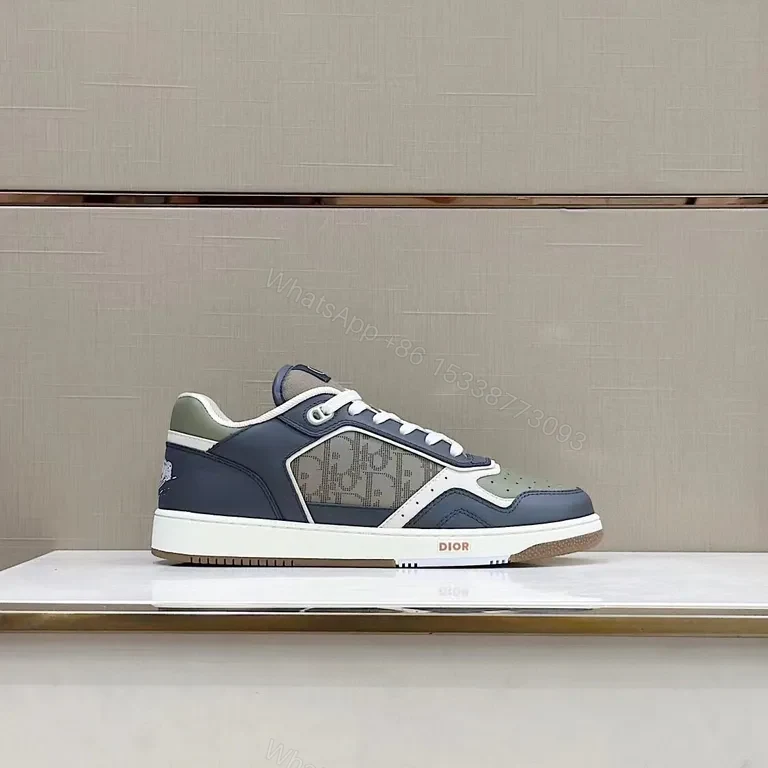 View 5 of Bold Leather-Textile Luxe Sneaker with Monogram Accents
