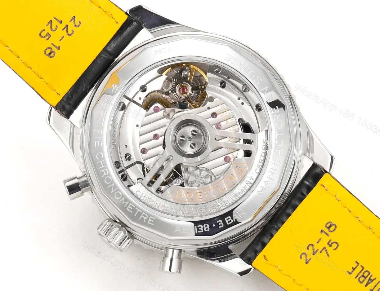 View 8 of Super Clone Breitling Navitimer B01 Reverse Panda Leather Strap 43MM Premium AB0121211B1P2