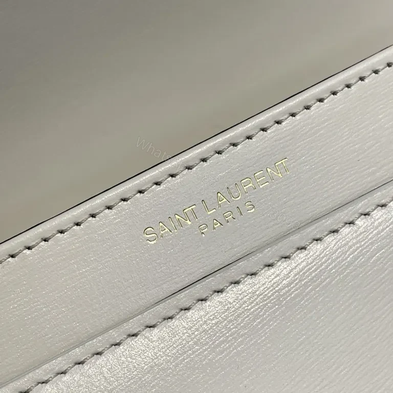 View 7 of Chic White Leather Crossbody: YSL Monogram Gold Hardware Bag