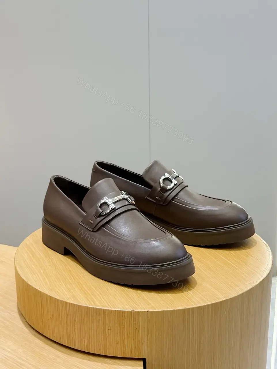 View 5 of Luxurious Double-Textured Leather Loafers with Horsebit Detail