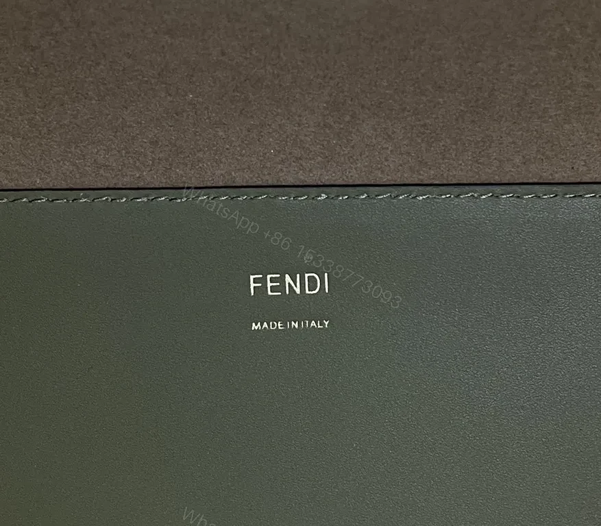 View 9 of Olive Green Structured Tote: Fendi Roma Hardware Bag
