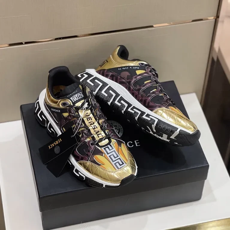 Gold-Patterned High-Tops: Versace-Inspired Luxury Sneakers — view 1