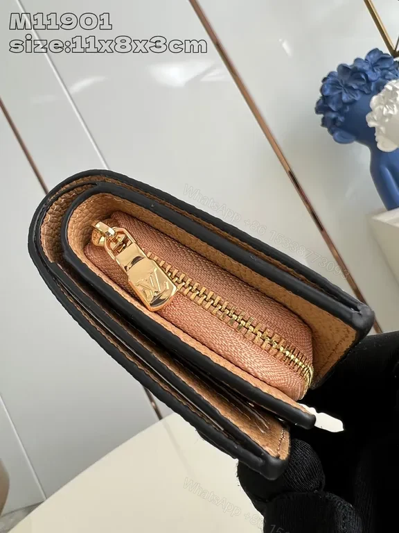 View 3 of Beige Leather LV Card Holder | Compact Signature Style