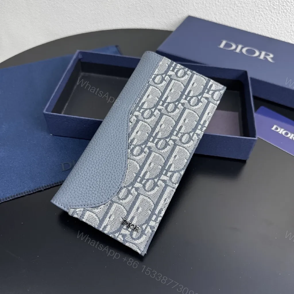 View 9 of Slate Denim Monogram Wallet: Pebble Leather, Slim Luxe Style