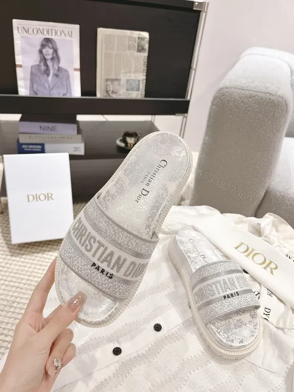 View 3 of Textured Dior-Inspired Knit Slip-Ons: Luxe Comfort Sandals