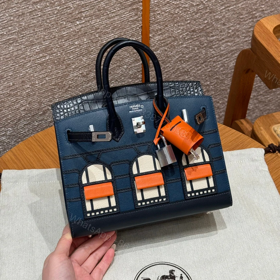 HERMES BIRKIN FAUBOURG TOUCH 20 IN NAVY BLUE WITH SILVER HARDWARE — view 1