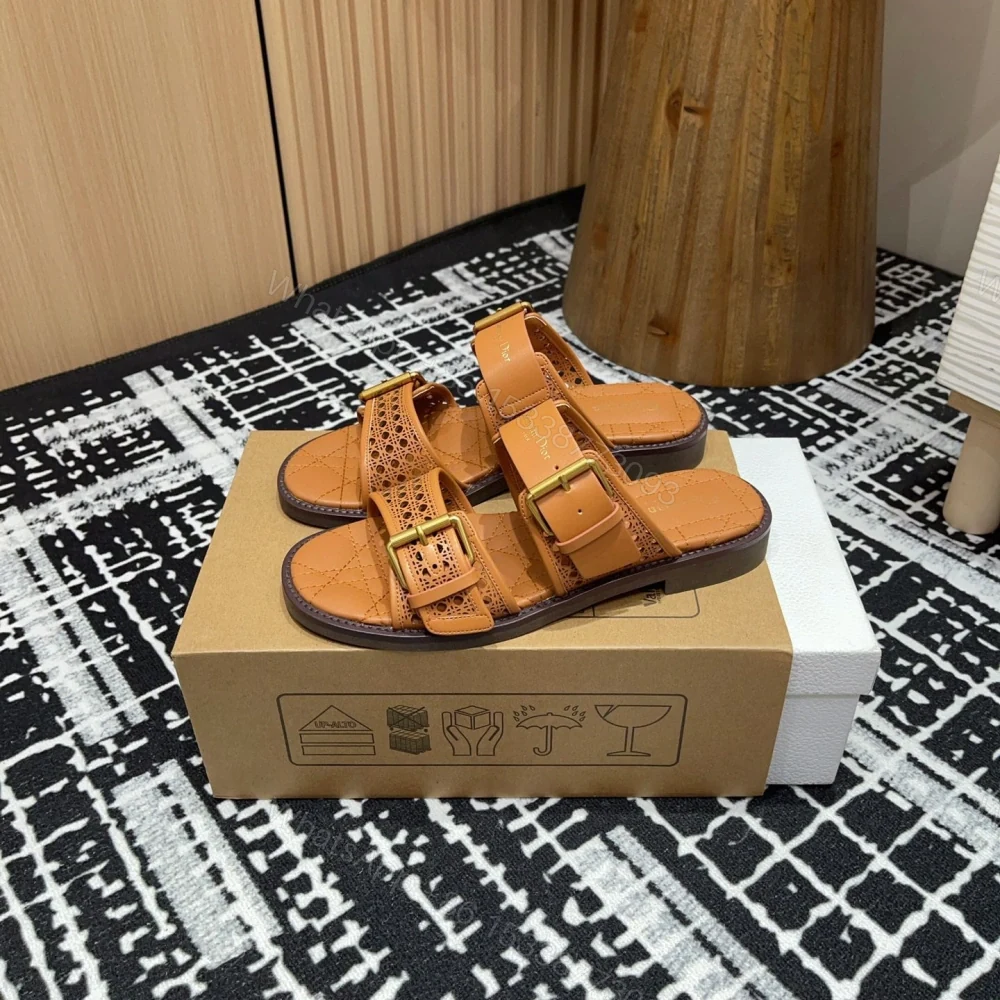 View 2 of 高仿Dior*D-Avenue系列KCO197圓頭塔扣一字拖鞋棕色免檢版