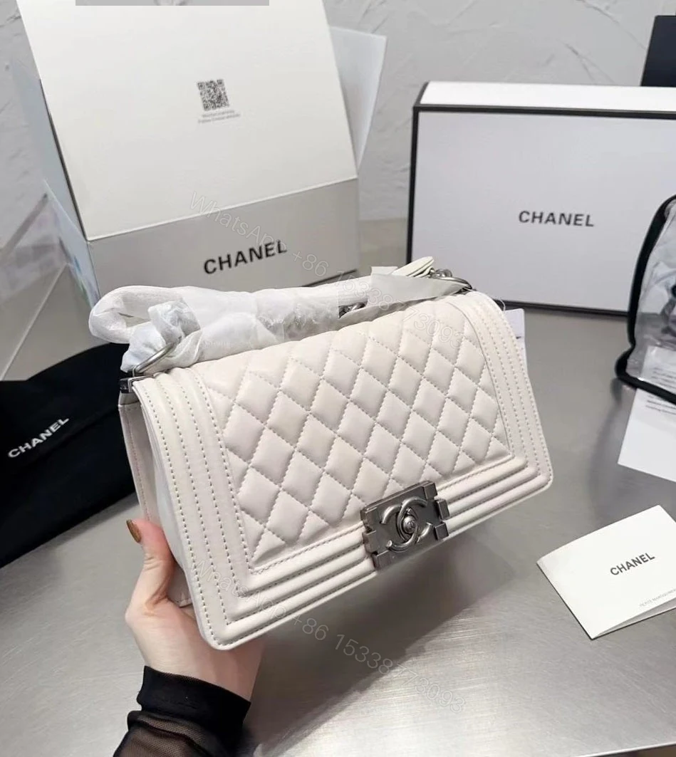 View 5 of Chanel Boy White Caviar GHW