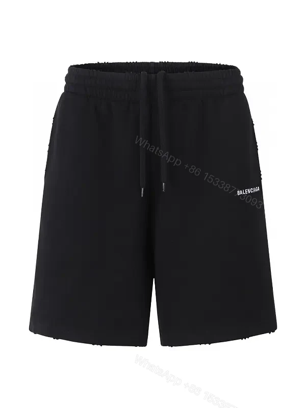 Black Nylon Shorts Balenciaga Style Drawstring Key Feature Loose Fit — view 1