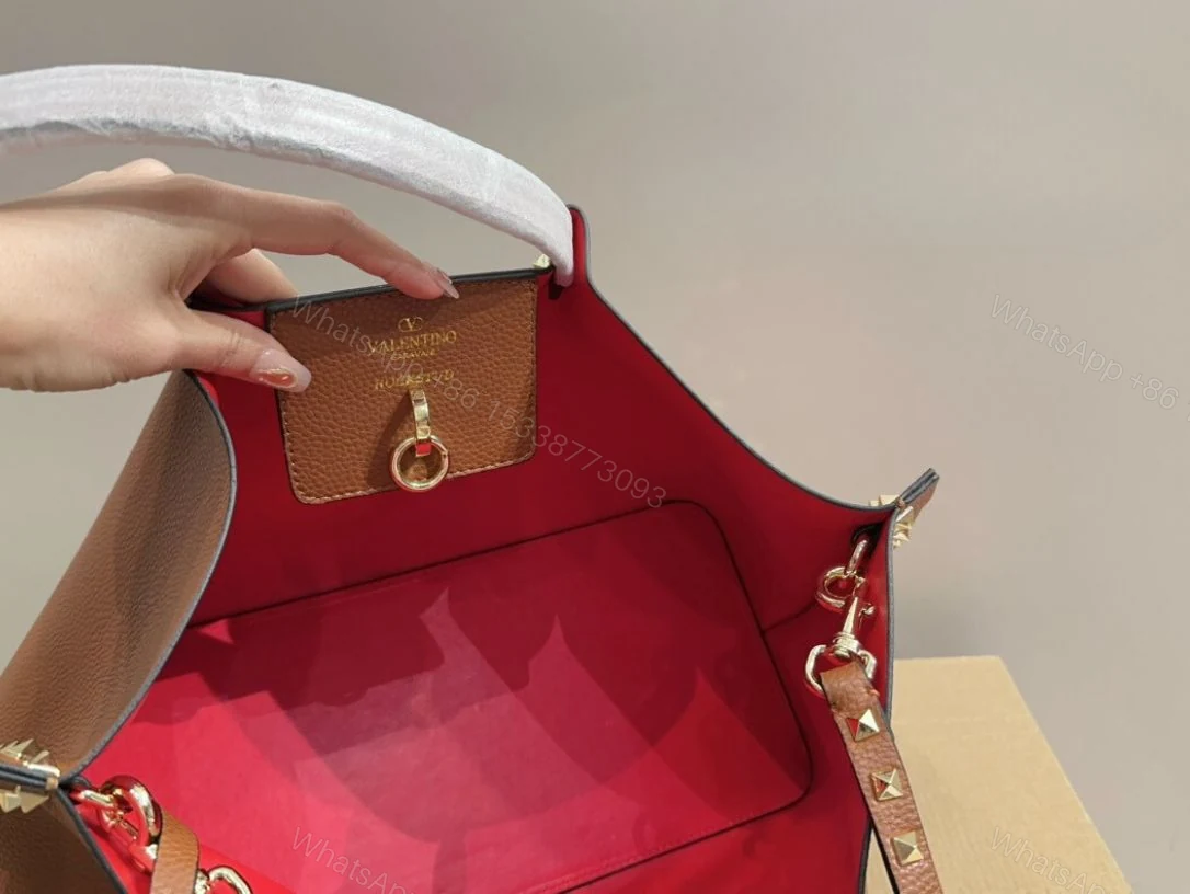 View 2 of VALENTINO GARAVANI ROCKSTUD TOTE BROWN 36CM