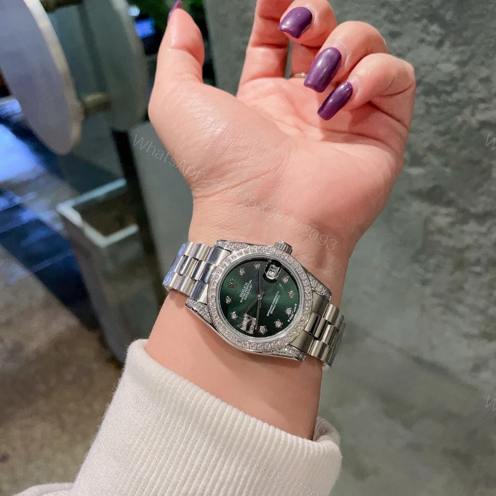 View 3 of Rolex Datejust Diamond Bezel Oyster White Gold Green 31Mm