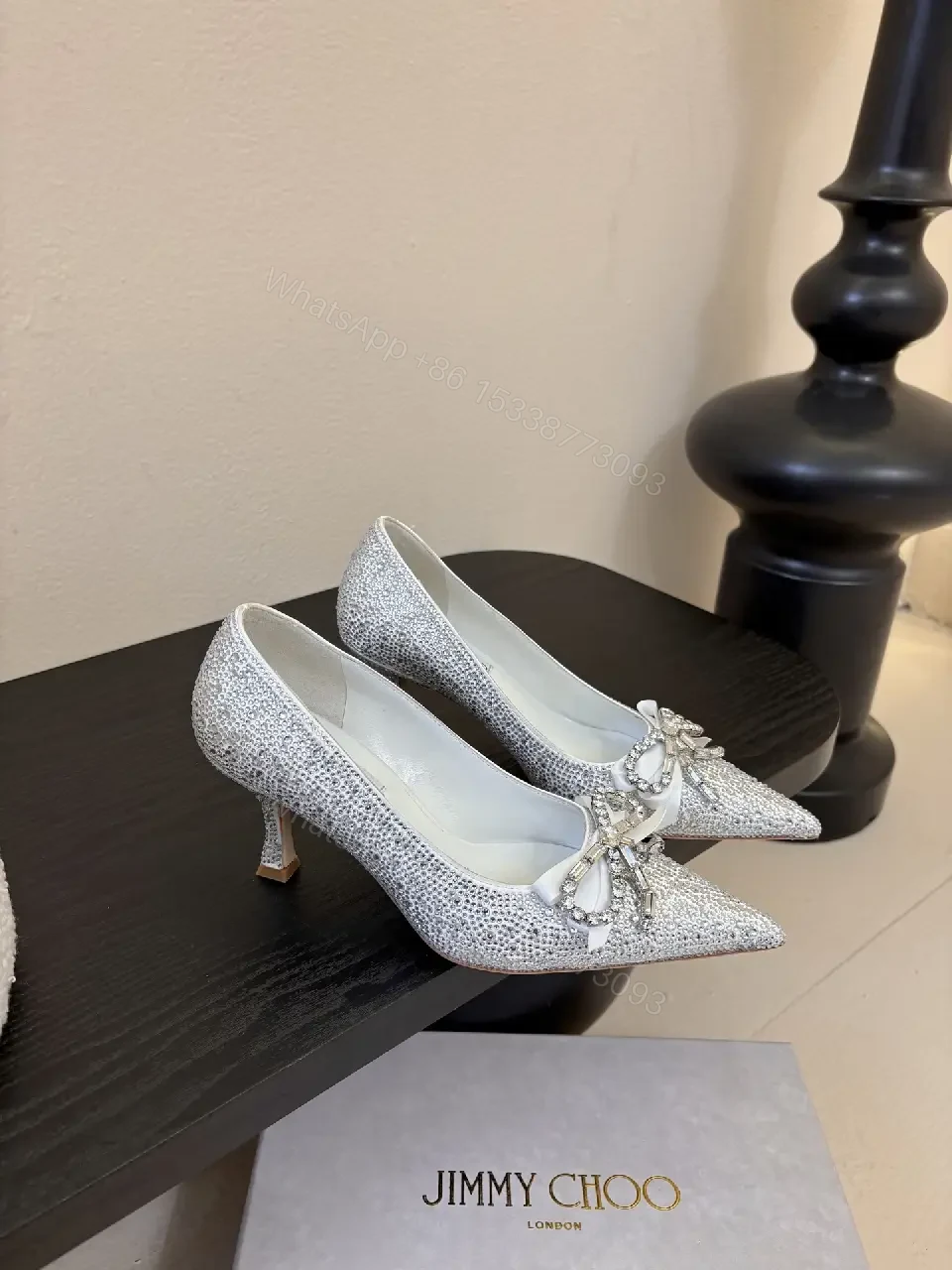 View 4 of Glitter Bow Pointed-Toe Pumps - Night-Glow Luxury Shoes