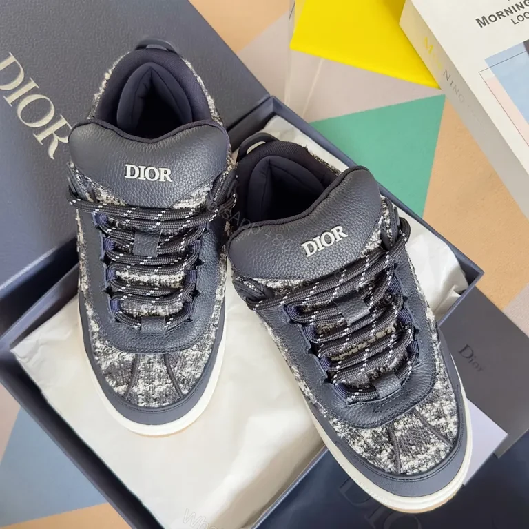 View 8 of Dark Knit & Leather Fusion Everyday Luxury Sneakers
