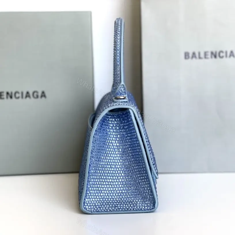View 6 of 高仿Balenciaga*Hourglass系列沙漏包滿鑽藍色S
