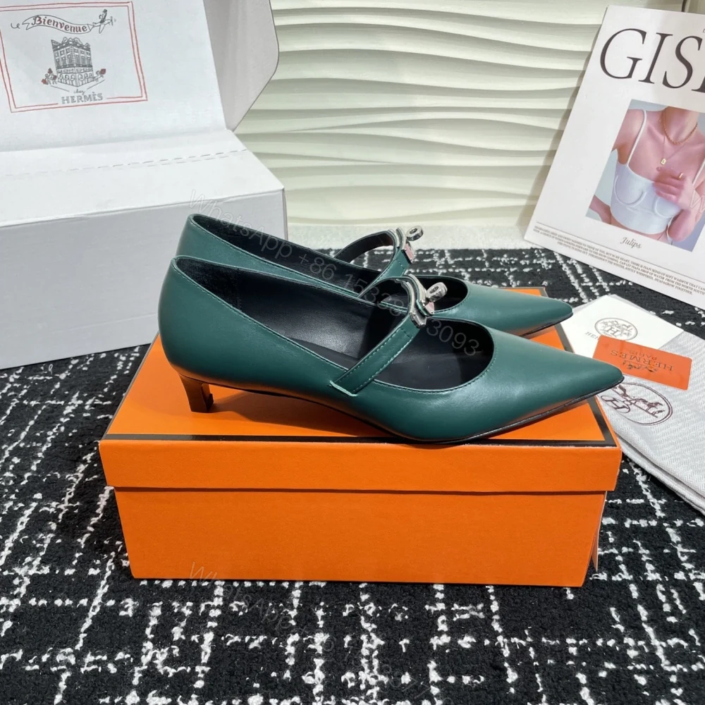 高仿Hermes*Kelly系列H251007Z05小牛皮高踭鞋祖母綠4CM免檢版 — view 1