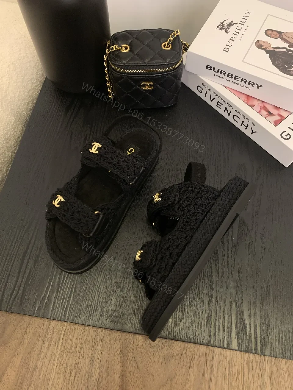 View 8 of Crochet-Detail Sandals with Gold Hardware, Luxury Comfort