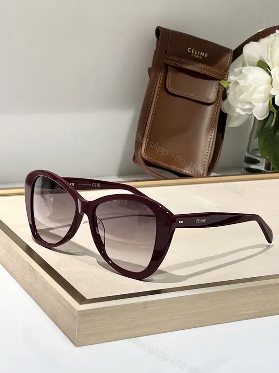 Lux Burgundy Classic Sunglasses â€“ CELINE-Inspired, UT UV400 — view 1