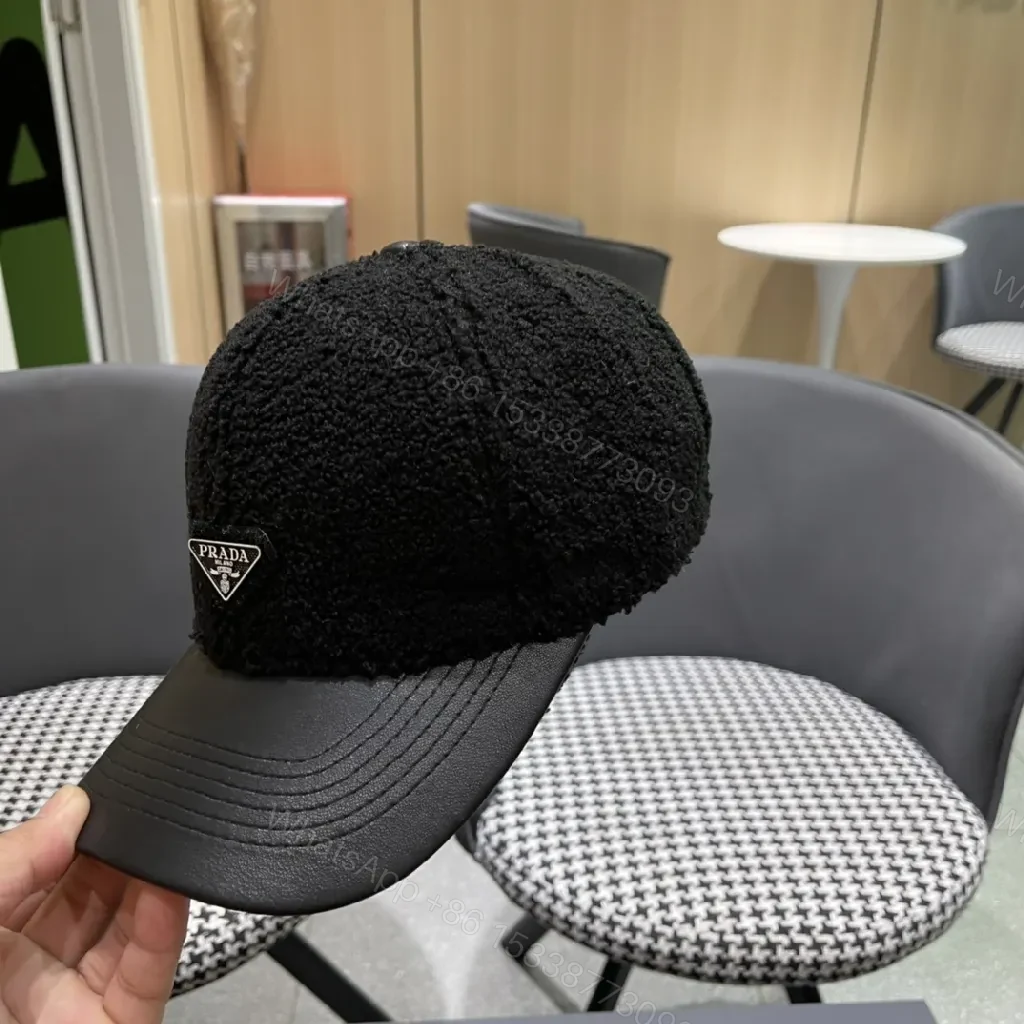 View 8 of Textured Luxury Cap: Fleece Crown, Leather-Like Brim, Minimal Prada Flair