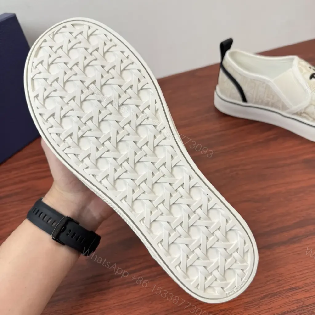 View 3 of Beige Canvas Slip-On Sneakers with Logo