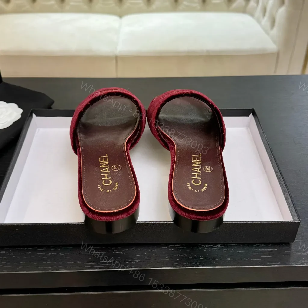 View 5 of Velvet Luxe Slides with Subtle Logo – Rich Comfort Glide