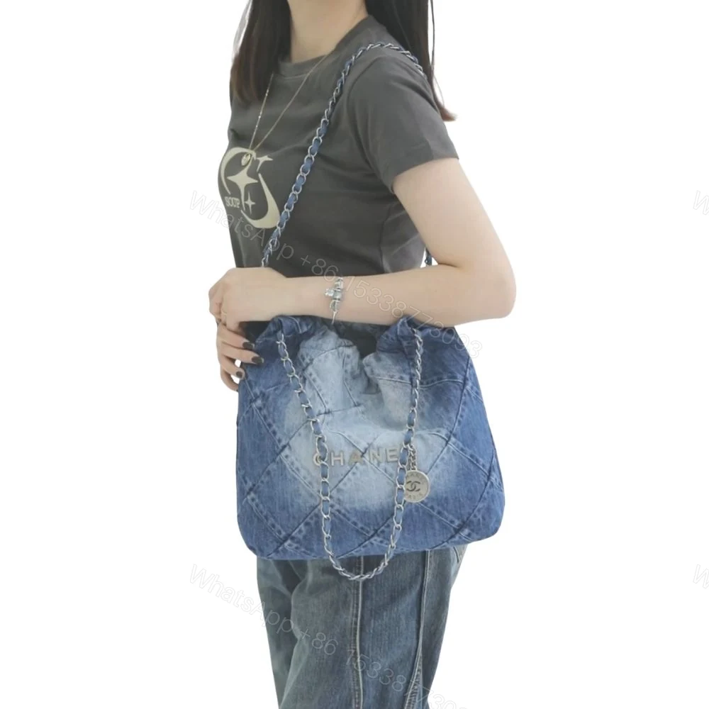 View 10 of Chanel 22 Handbag Washed Denim 36Cm AS3261 B10439 NM981