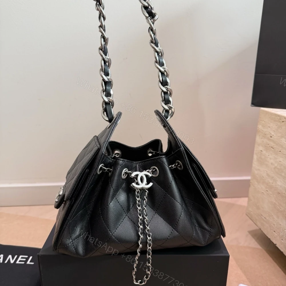 View 2 of Chanel 25 Small Handbag Silver Metal Black 22cm