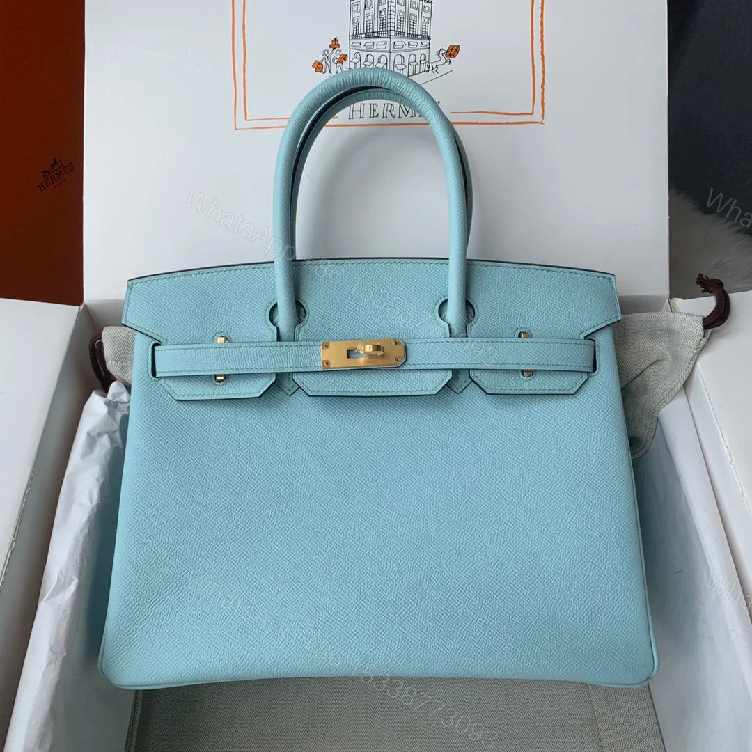 View 2 of Hermes Birkin 30 Gold Hardware Blue Atoll 30cm