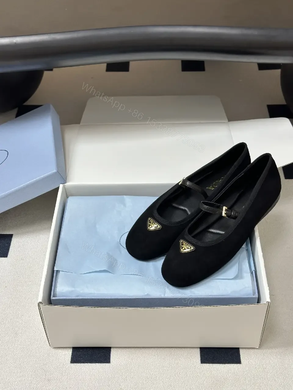 View 7 of Black Velvet Mary Jane Shoes Gold Logo Prada-inspired Classic Comfort Dress Shoes